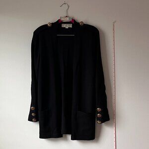 St. John Basics by Marie Gray Black Knit Jacket w/ Gold Buttons – Size S